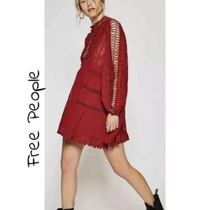 FREE PEOPLE Venice Mini Dress in Raspberry